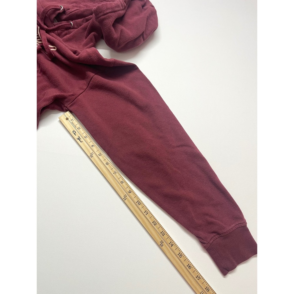 Vans Burgundy Maroon Script Logo Cropped Hoodie Skater Y2K Womens Small 039 - Picture 6 of 9
